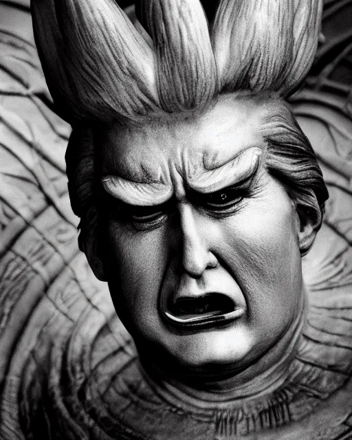Prompt: award winning 5 5 mm close up face portrait photo of trump as songoku, in a park by hr giger. rule of thirds.