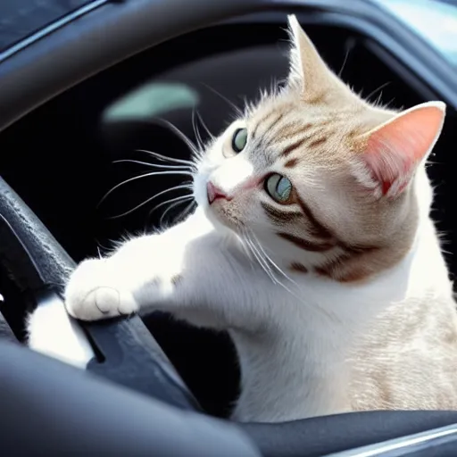 Image similar to cat driving a car