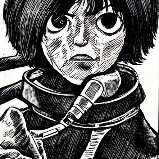 Prompt: junji ito dark ink luke skywalker jedi