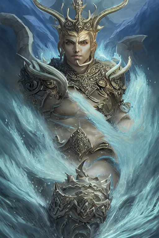 Prompt: lord of sea elf, god of the underworld, highly detailed, d & d, fantasy, highly detailed, digital painting, trending on artstation, concept art, sharp focus, illustration, global illumination, ray tracing, realistic shaded, art by artgerm and greg rutkowski and fuji choko and viktoria gavrilenko and hoang lap, sunny