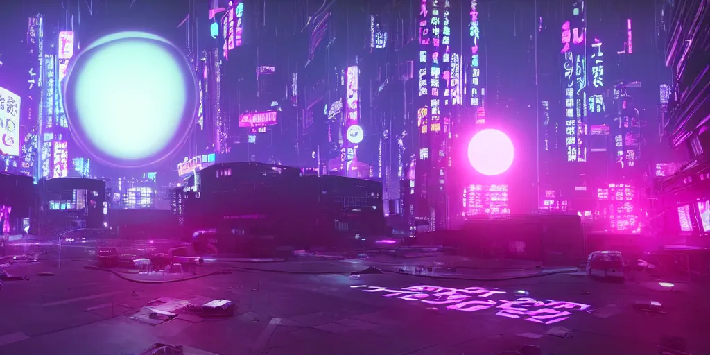 Prompt: nuclear blast in the middle of tokyo, purple colors, daft punk style, akira style, cyberpunk style, popular on artstation, unreal engine, pixar! style nvidia graphics,.