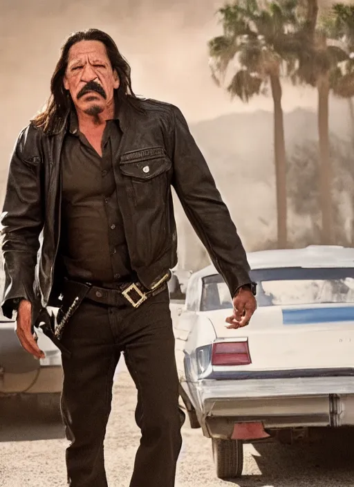 Image similar to film still of Danny Trejo as Martin Riggs in Lethal Weapon, 4k