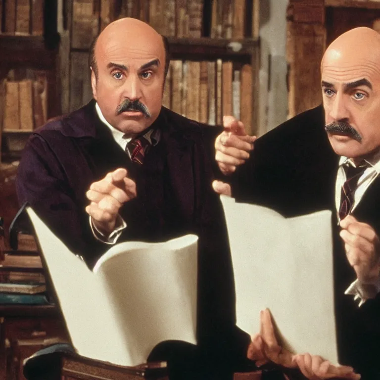 Prompt: Dr Phil as a professor in Harry Potter, film still