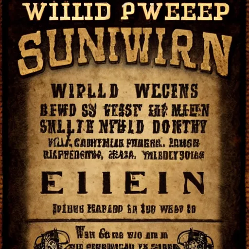 Prompt: steampunk Wild West wanted poster