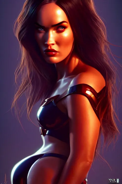 Image similar to pixar woman megan fox marvel dark pheonix | soft creamy polished decadent alluring fiery ornate masterpiece | weta disney movie still portrait photo | sci fi, fantasy, film, 8 k, highly detailed, artstation, realism | beeple, artgerm, mucha, wlop, loish |