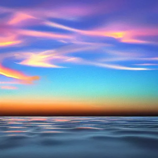 Image similar to a beautiful trail of small clouds across the sky fading in the horizon, beautiful, award - winning, digital art