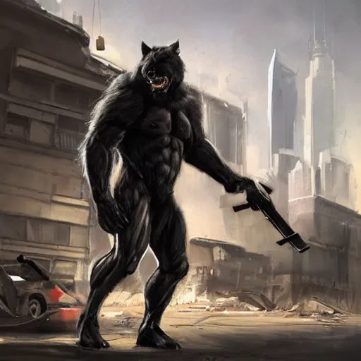 Prompt: a massive musclebound black - furred male anthro furry horse experimental unit wearing a tactical outfit in a city warzone, absurdly muscular physique, highly detailed, digital painting, artstation, sharp focus, smooth, concept art, illustration, art by artgerm, greg rutkowski, wlop