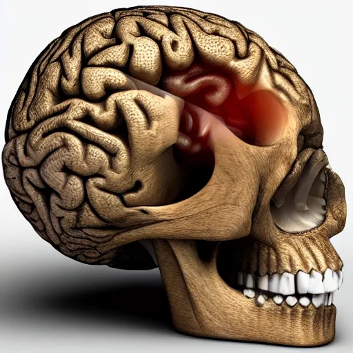 3d Render Skeleton Revealing Brain Inside Stock Illustration 386409769