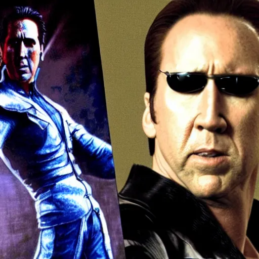 Prompt: Nicholas Cage as Johnny Cage, mortal kombat