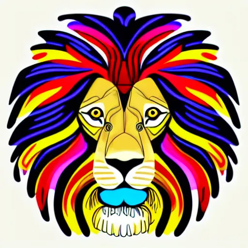 Image similar to lion subject, sticker, highly detailed, colorful, illustration, smooth and clean vector curves, no jagged lines, vector art, logo