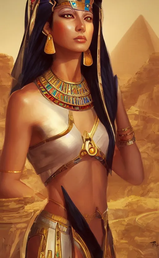 Prompt: An beautiful digital painting of an egyptian princess, by Stanley Artgerm Lau, WLOP, Rossdraws, James Jean, Andrei Riabovitchev, Marc Simonetti, and Sakimichan, trending on artstation, SFW version