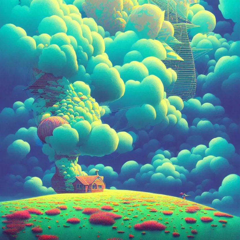 Image similar to sea cloud, summer morning, very coherent and colorful high contrast, art by! gediminas pranckevicius! geof darrow, pastel color, volumetric lighting, cinematic, floralpunk screen printing woodblock, dark shadows, hard lighting, stippling art