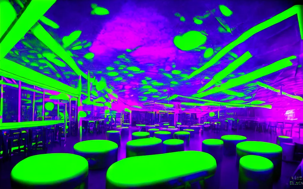 Image similar to blacklight neon nightclub by max chroma