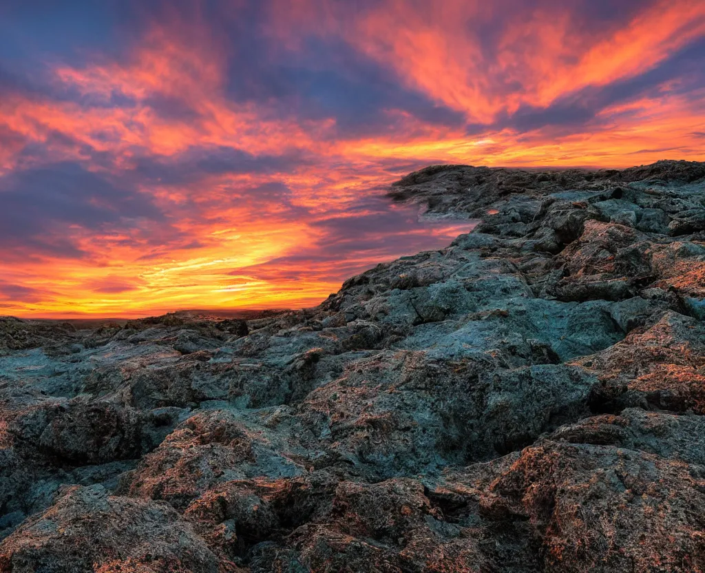 Image similar to 8K Photograph of Sunset Landscape