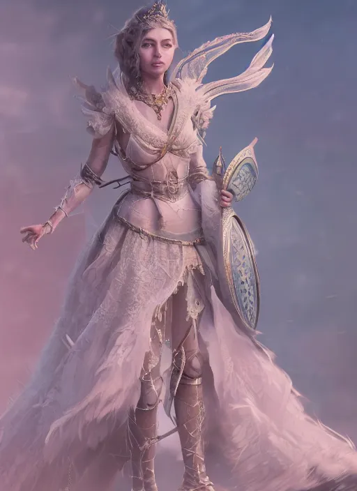 Image similar to detailed full body concept art of a beautiful princess, cinematic lighting, hyperdetailed, 8k, high resolution, insanely detailed and intricate, octane render