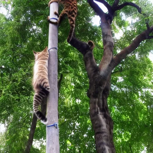 Image similar to - Many Different Cats Climbing Large Tree