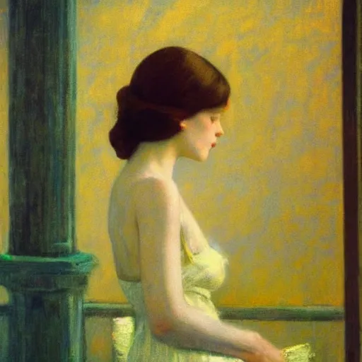 Image similar to a beautiful girl's face made of ivory and gold filigree, film still by edward hopper, by Bosch, by klimt, art noveau, highly detailed, strong lights, liminal, eerie, Bright pastel colors