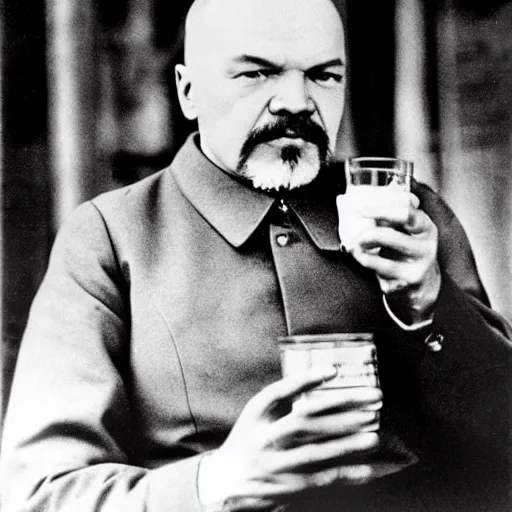 Prompt: lenin drinking beer, high quality photo