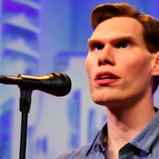 Prompt: jerma 9 8 5 doing a ted talk, wide shot, high resolution