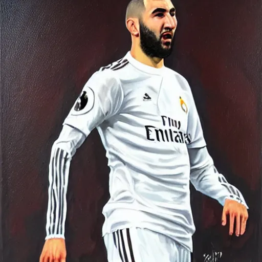 Prompt: an artistic portrait of Karim benzema, oil painting