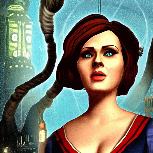 Prompt: an in-game screenshot of Adele as a character in Bioshock Infinite