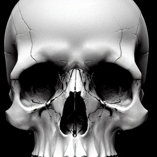 Image similar to human skull facing away