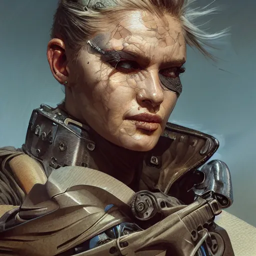 Prompt: brutalist Portrait of Mad Max, intricate, wild, highly detailed, digital painting, artstation, concept art, smooth, sharp focus, illustration, art by artgerm and greg rutkowski and alphonse mucha and Hajime Sorayama