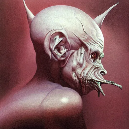 Image similar to ice goblin by Zdzisław Beksiński, oil on canvas