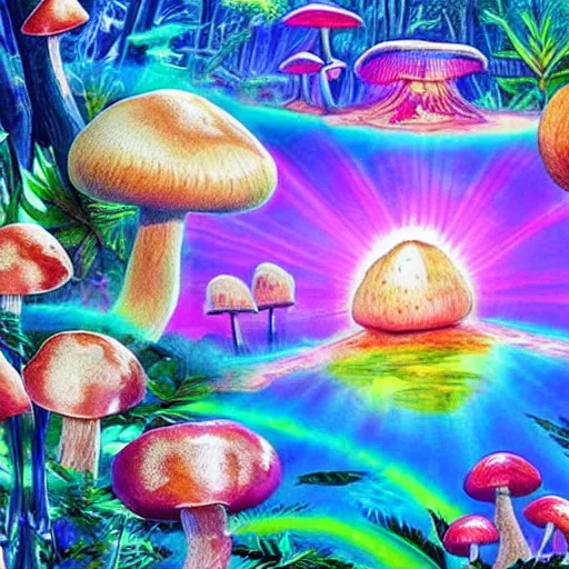 Prompt: magic mushrooms paradise