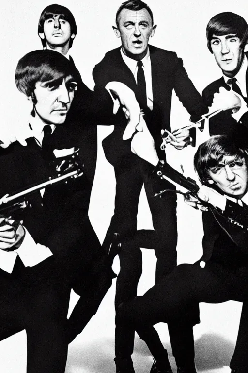 Prompt: james bond and the beatles