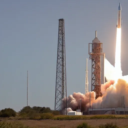 Image similar to a picture of elon musk but he's a rocket, dslr, launch test