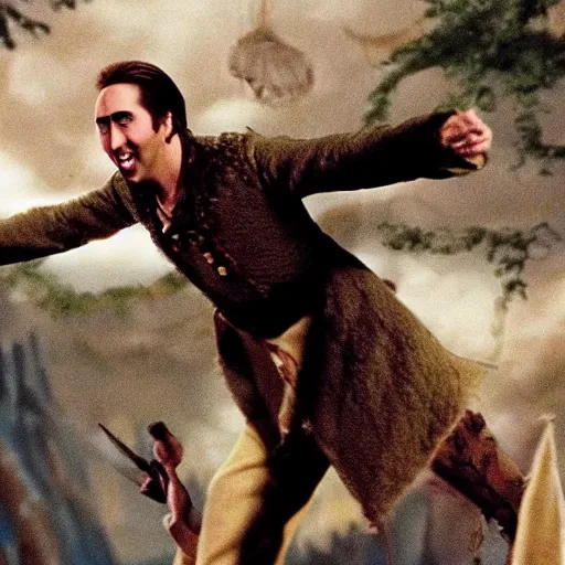 Image similar to nic cage in peter pan, disney,