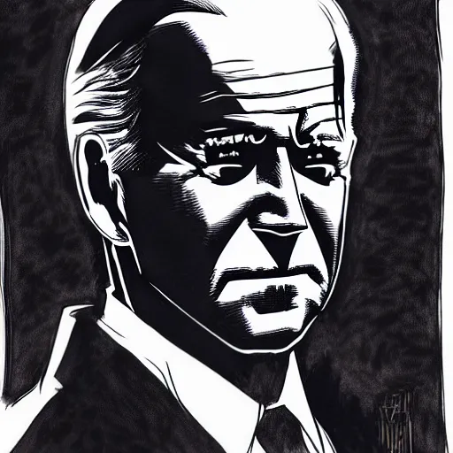 Image similar to Joe Biden looking sinister, by Tsutomu Nihei, highly detailed