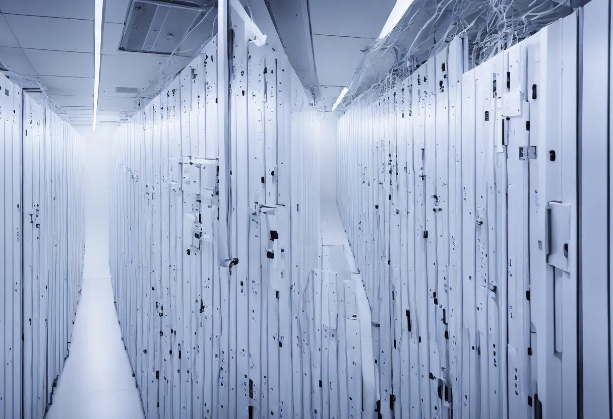 Image similar to photo of modern server data room, bright, white