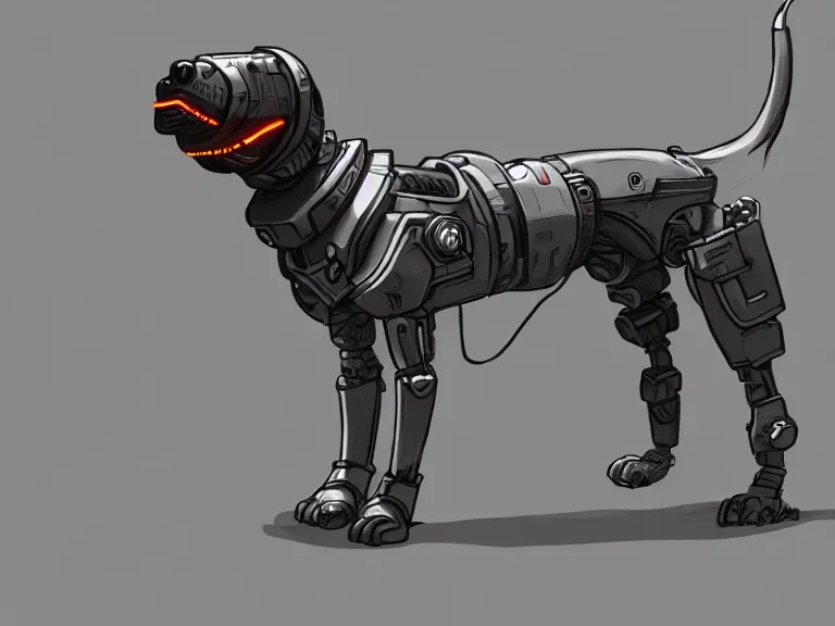Image similar to cyborg dog, art by adrien roose, furaffinity, extremely detailed, digital painting, concept art, smooth, sharp focus, illustration, trending