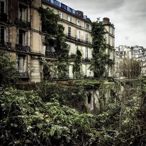 Image similar to photo of an overgrown paris in ruins