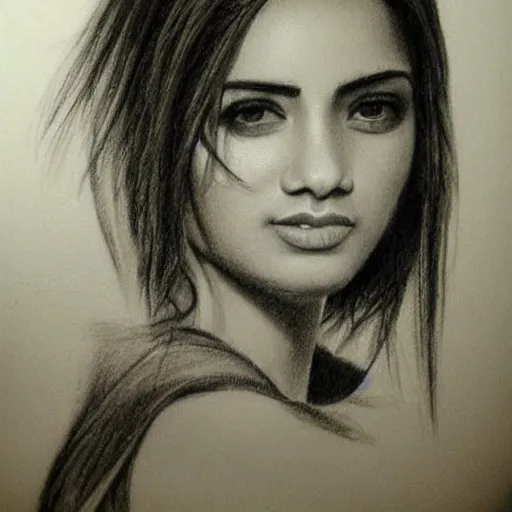 Prompt: pencil sketch of anya chalotra. detailed. beautiful. realistic.