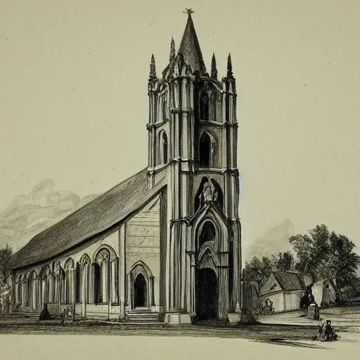 Prompt: claude nicolas ledoux drawing of gigantic church