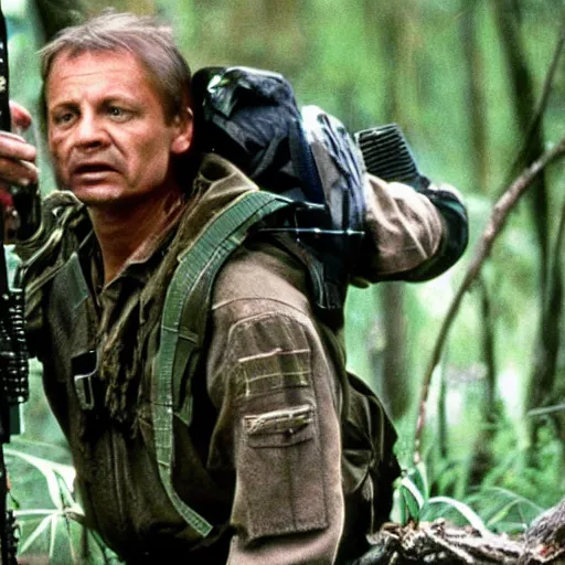 Image similar to Tomasz Karolak in movie predator, movie still