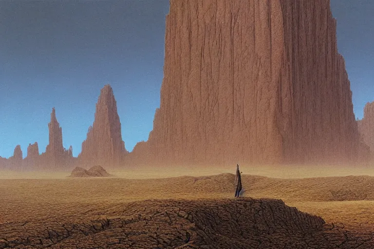 Prompt: intricate, 3 d, endless wastes vast desert, style by caspar david friedrich and wayne barlowe and ted nasmith
