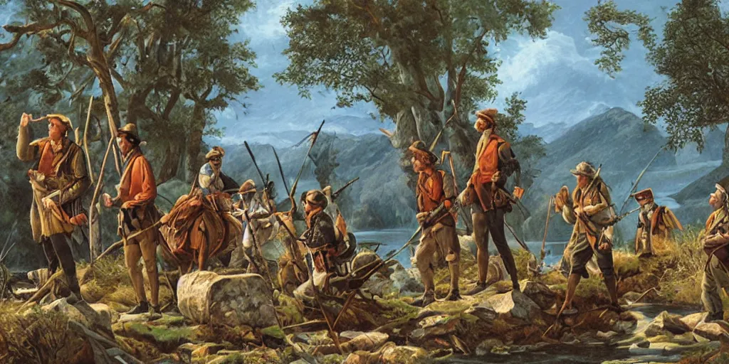 Image similar to a lewis and clark expedition scenery, painted