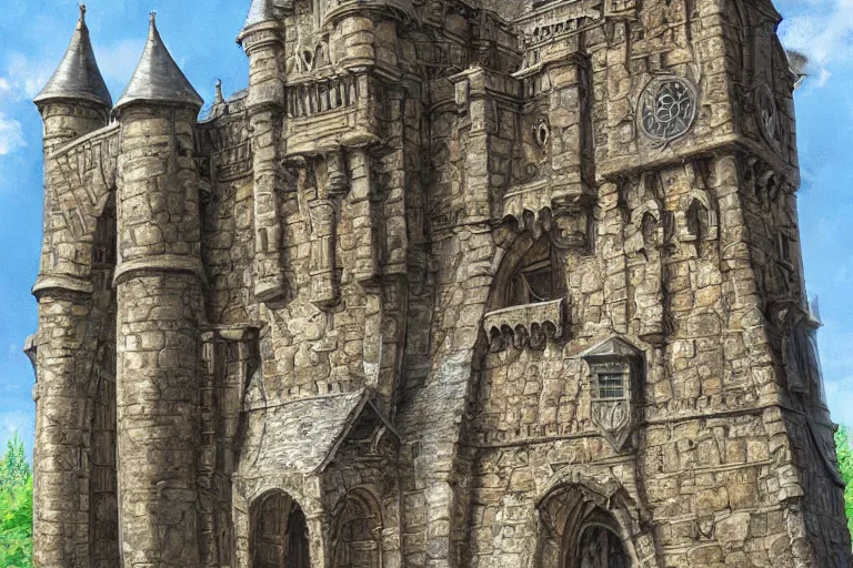 Image similar to A medieval keep, texture, intricate, details, highly detailed, masterpiece, architecture, building, trending on artstation, focus, sharp focus, concept art, digital painting, fantasy, D&D, tabletop, rpg, roleplay, sunny, day, midday