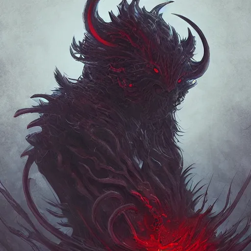 a void beast with shadowy tendrils and piercing red | Stable Diffusion ...