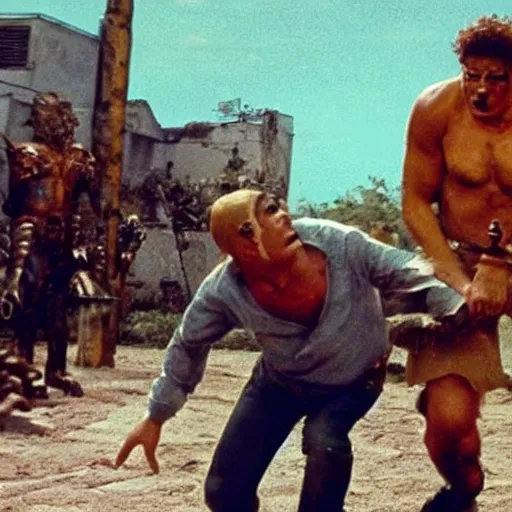 Image similar to El Santo and La Larka fighting zombies