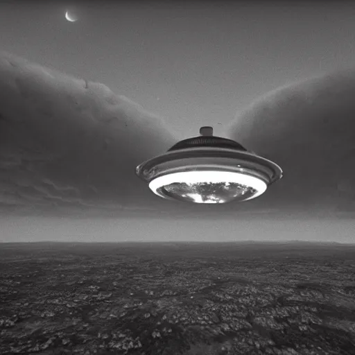 Image similar to leaked top secret footage of an ufo, vintage old shot with an old camera, intricate details, eerie, highly detailed, photorealistic, octane render, 8 k, unreal engine.