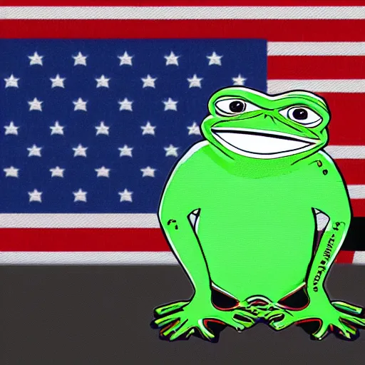 Image similar to pepe the frog as the president of the united states