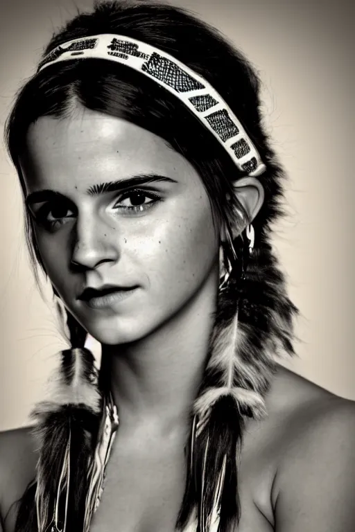Image similar to Photo of Native Indian woman Emma Watson, portrait, skilled exotic dancer, realistic, detailed, Emma Watson, photorealism, Sony A7R