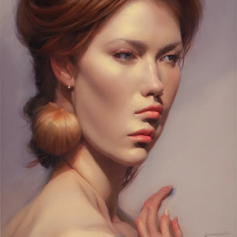 Prompt: a beautiful masterpiece painting of a woman by juan gimenez, award winning, trending on artstation,