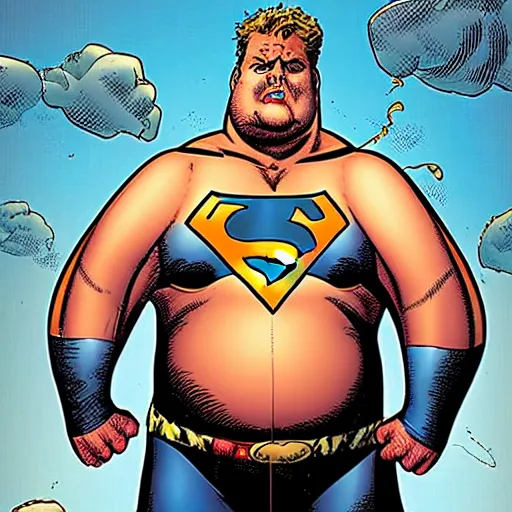 Image similar to super obese comic book artist ethan van sciver