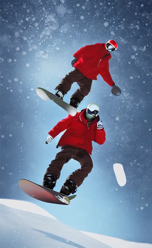 Image similar to Rodney Dangerfield snowboarding, high details, 4k, 8k, trending on artstation